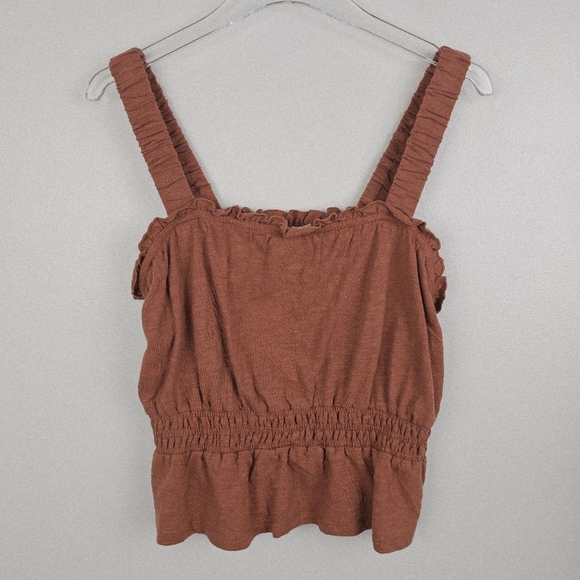 NWT Marine Layer Dylan Smocked Sleeveless Tank Tank in Baked Clay - Picture 2 of 8